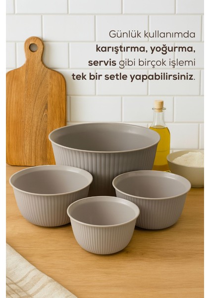 4'lü Renkli Plastik Karıştırma ve Saklama Kase Seti 1l-5l fırsatları