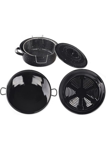 Siyah Emaye Mutfak Seti, Kızartma, Kavurma ve Közleme Için 3 Parça