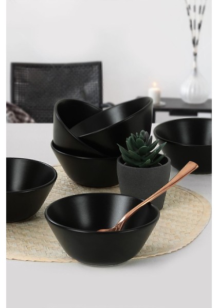 Mat Siyah 14 cm Çorba Kasesi, 6'lı Set fiyatları
