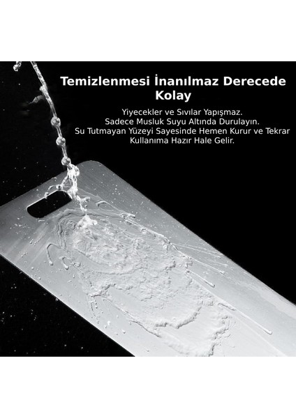 Dev 2li -Bb- Paslanmaz Çelik Kesme Tahtası - Antibakteriyel - Leke ve Su Tutmaz