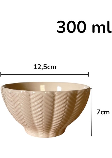 6'lı Seramik Kase Seti, Dekorlu ve Krem Renkli Çorba Kaseleri fiyatları