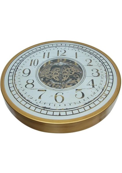 Çarklı Duvar Saati Sarıoksit Akar Mekanizmalı Dekoratif Hediyelik