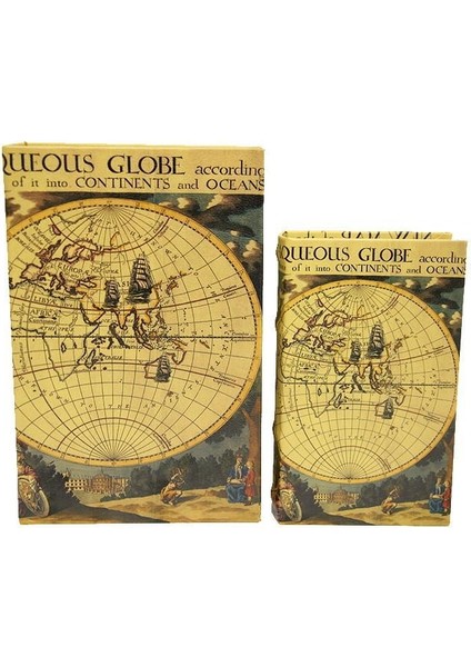 Kutu Kitap Harita 2'li Set Dekoratif Hediyelik indirimleri