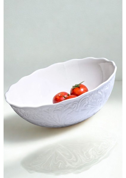 Beyaz Porselen Yuvarlak Derin Salata Kasesi, Şık ve Kullanışlı Mutfak Ürünü