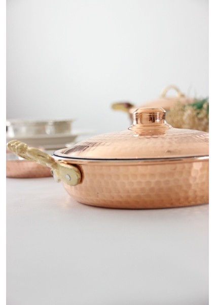 Bakır Tencere Tava Kapağı 18 Cm, Şık ve Dayanıklı, Kahverengi Renkli Ürün. fırsatları