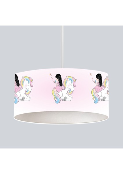 Renkli Unicorn ve Kelebekli Çocuk Bebek Odası Sarkıt Avize