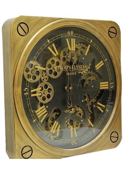 Saat Çarklı Kare Roma Rakamlı Duvar Saati Dekoratif Hediyelik modelleri