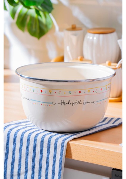 Renkli Emaye Karıştırma Kabı - 22 Cm, Şık ve Kullanışlı, Sıcacık Tasarım