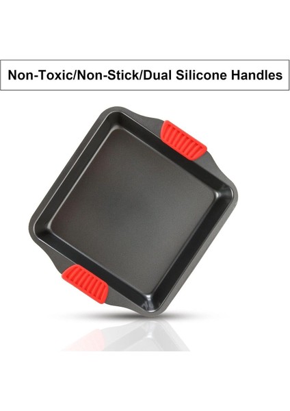 Çok Renkli Silikon Saplı Kare Fırın Tepsisi, Yanmaz, Yapışmaz, 30 cm fiyatları