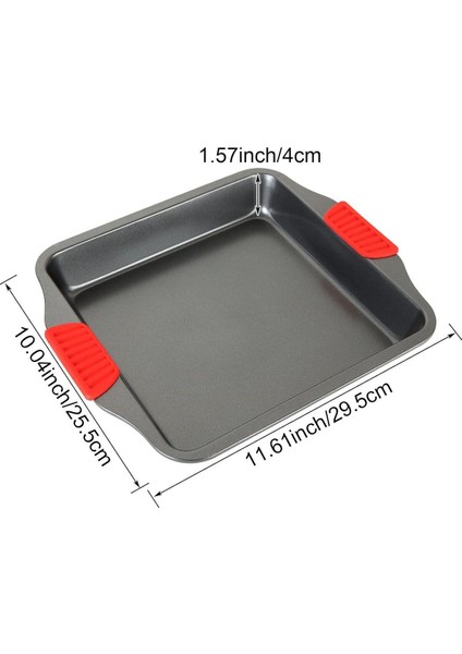 Çok Renkli Silikon Saplı Kare Fırın Tepsisi, Yanmaz, Yapışmaz, 30 cm modelleri