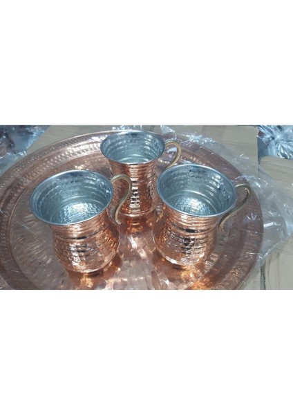 Bakır Ayran Bardağı 3'lü Set Çift Kordonlu, Şık ve Dayanıklı Tasarım