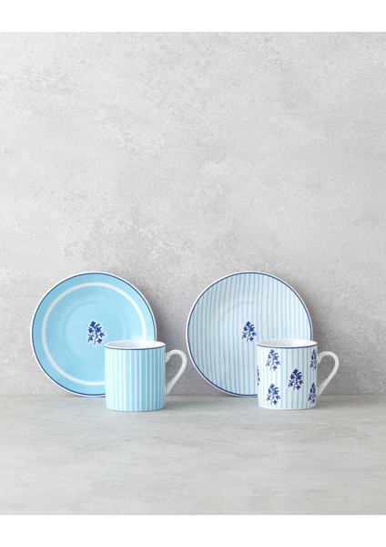 Mavi 4'lü Porselen Kahve Fincanı Takımı, 80 Ml, 2 Kişilik fiyatları