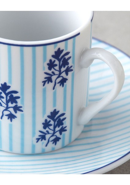 Mavi 4'lü Porselen Kahve Fincanı Takımı, 80 Ml, 2 Kişilik