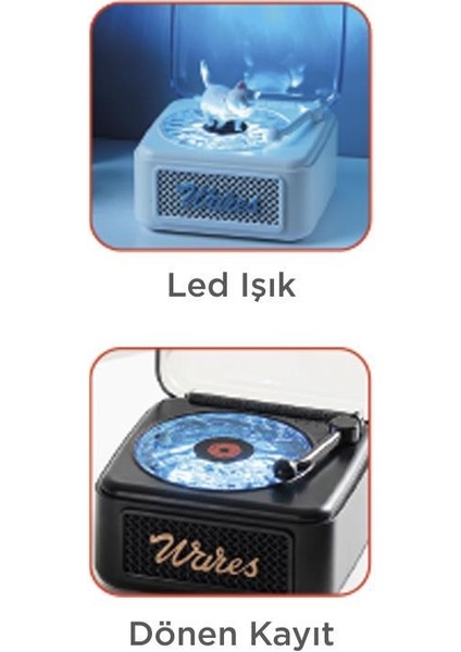 D61 Beyaz Nostalji Plak Görünüm Dekor Waves Bt Işıklı Müzik Çalar Saat Tf Kart Aux Özellikli modelleri