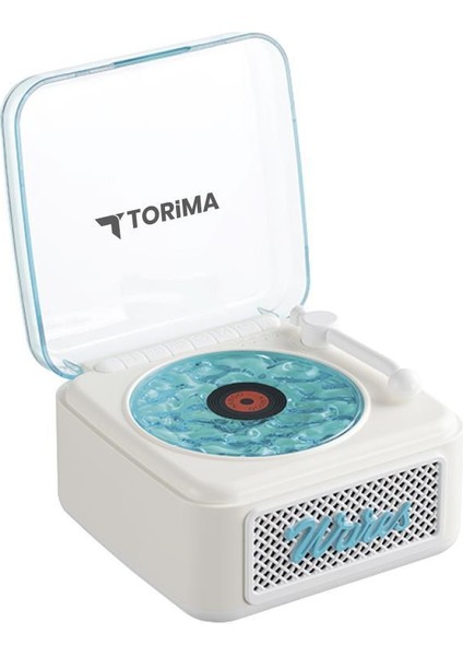 D61 Beyaz Nostalji Plak Görünüm Dekor Waves Bt Işıklı Müzik Çalar Saat Tf Kart Aux Özellikli fırsatları