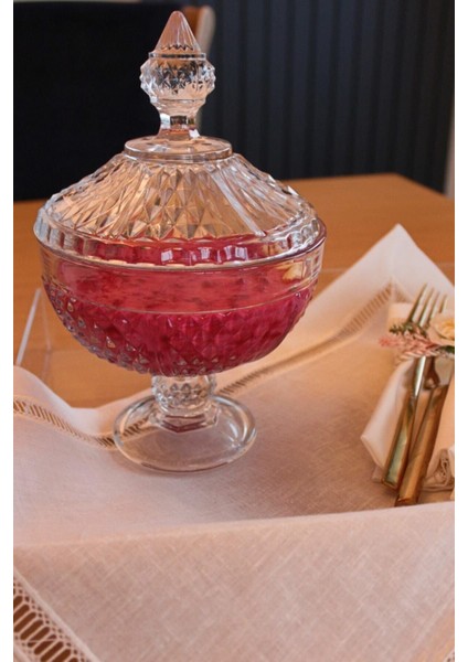Parlak Kristal Ayaklı ve Kapaklı Şekerlik, Meyve ve Kurabiye Kabı fiyatları