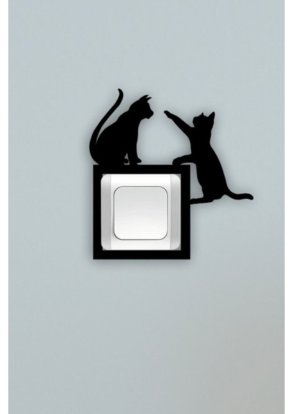 Siyah Ahşap Kedi Temalı Priz ve Anahtar Çerçevesi fiyatları