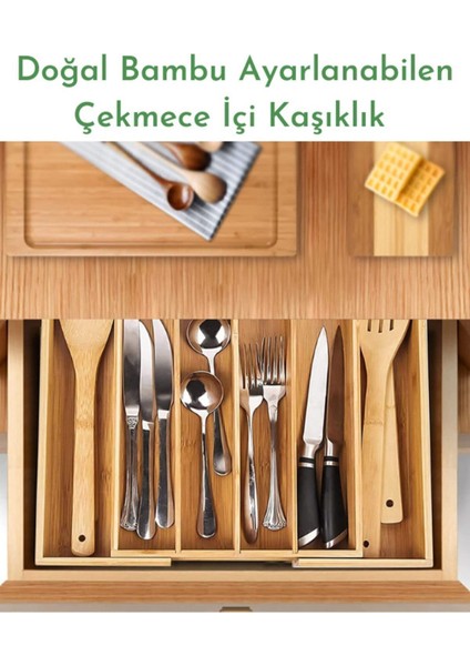 Iki Taraflı Uzayabilen Bambu Çekmece Iç Kaşıklık, Kahverengi fırsatları