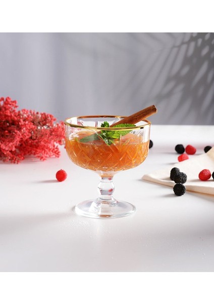 Altın Tonlu 4'lü Ayaklı Dondurmalık Seti, Şık ve Kullanışlı Tasarım