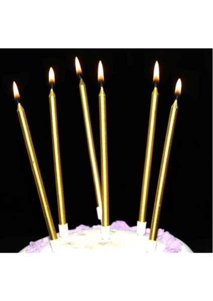 6'lı Ince Uzun Mum Seti, Gold Renk, Şık ve Zarif Dekoratif Aksesuar fiyatları