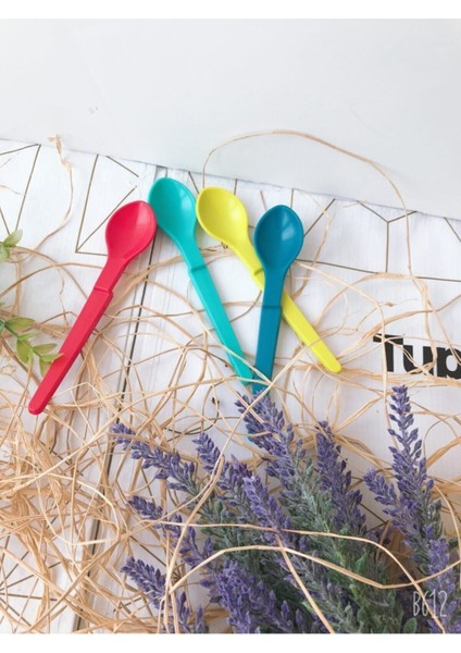 Renkli Şeker Kaşıklar 4'lü Set, Tatlı Sunumu Için Şık ve Kullanışlı Tasarım