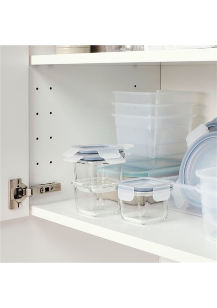 3'lü Cam Saklama Kabı Seti, Kapaklı ve Kilitlemeli, Gri Renk modelleri