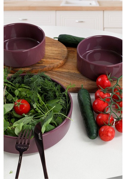Mor ve Ekru Salata Kasesi 3'lü Set, Şık ve Kullanışlı Mutfak Aksesuarları fiyatları