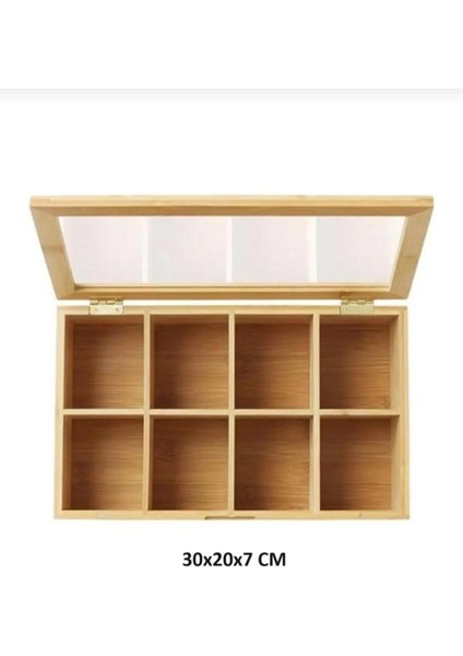 Kahverengi 8 Bölmeli Bambu Saklama Kutusu, 30X20X9CM, Güzel ve Pratik Çay ve Bitki Saklama fiyatları