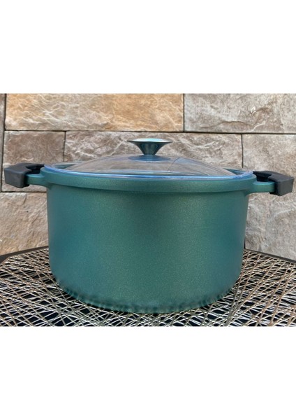 Yeşil Alüminyum Döküm 20 cm Derin Tencere, Sağlam ve Şık Tasarım