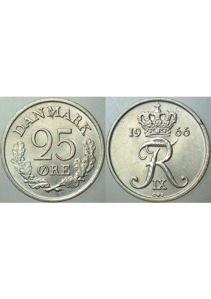 Danimarka 25 Öre 1966 Çilaltı+