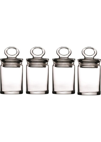 Şık 4'lü Mini Cam Kavanoz Seti, Vakum Kapaklı, 240 Cc, Beyaz