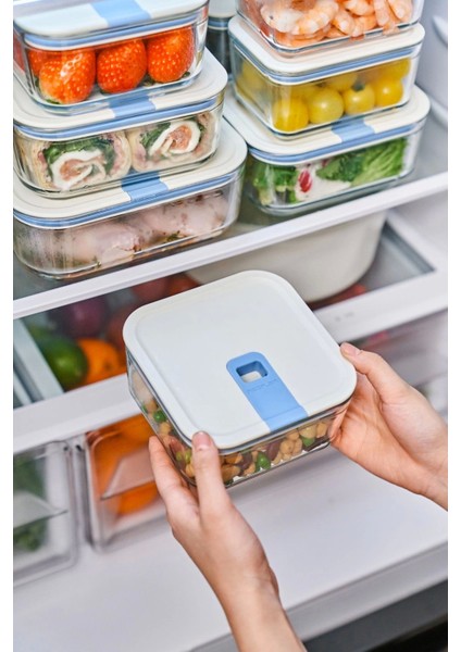 Kare Cam Saklama Kabı 720ML, Bej, Dayanıklı ve Şık Mutfak Gereci