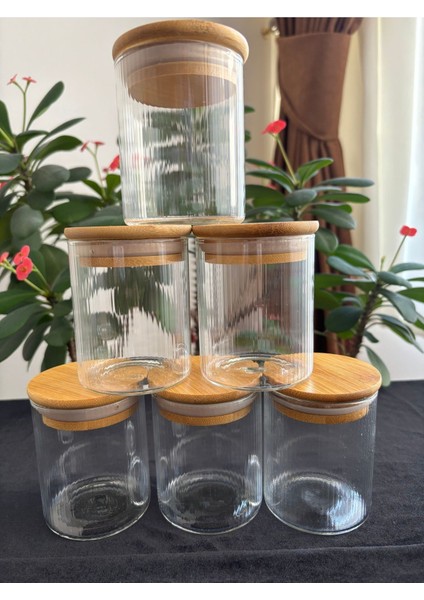 6 Adet Vakumlu Kapaklı Cam Kavanoz, Baharatlık, 210 Ml, Kahverengi
