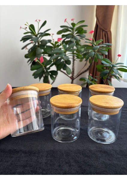 6 Adet Vakumlu Kapaklı Cam Kavanoz, Baharatlık, 210 Ml, Kahverengi