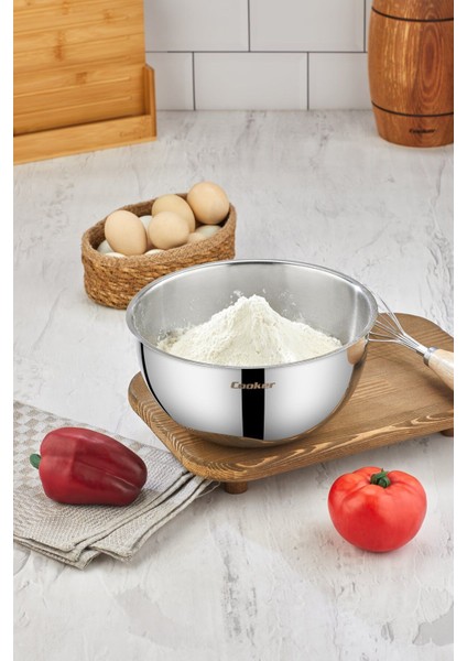 24 cm Paslanmaz Çelik Çok Amaçlı Karıştırma Kabı, Dayanıklı ve Şık Tasarım