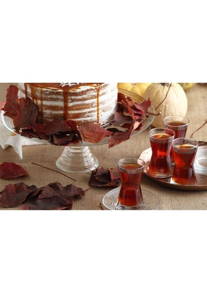 12 Parça Derin Çay Takımı Seti, Çay Tabağı ve Bardak, Şık ve Zarif Tasarım