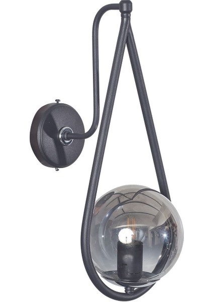 Şık Krom-Siyah Metal Gövde Füme Camlı Modern Aplik fiyatları