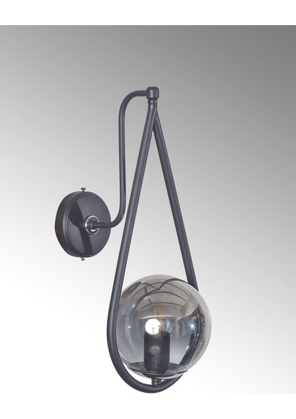 Şık Krom-Siyah Metal Gövde Füme Camlı Modern Aplik modelleri