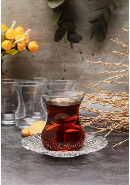 Turuncu 12 Parça Çay Seti, Şık ve Zarif Tasarım, Evinize Şıklık Katar