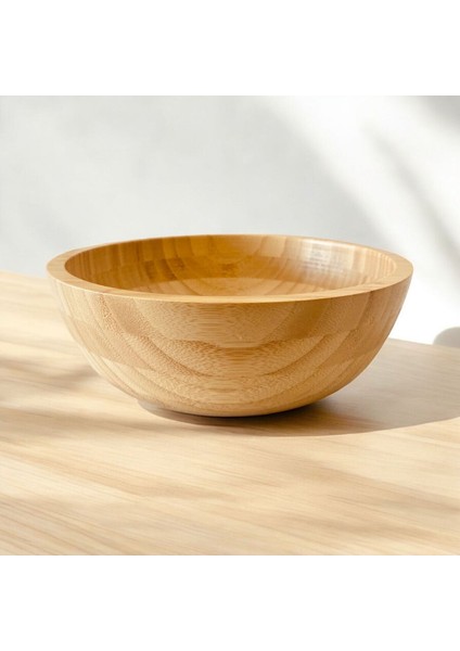 Doğal Bambu 20 cm Derin Salata ve Meyve Kasesi, Şık ve Kullanışlı Tasarım