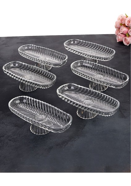 6'lı Cam Ayaklı Lüx Sunumluk Seti, Çerezlik ve Kahvaltılık Için Şık Tasarım fiyatları