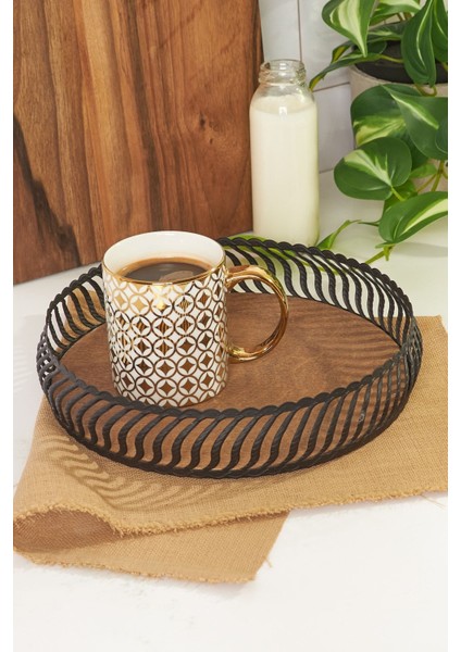 Küçük Siyah Yuvarlak Tepsi, Şık ve Kullanışlı Ev Dekorasyonu Aksesuarı