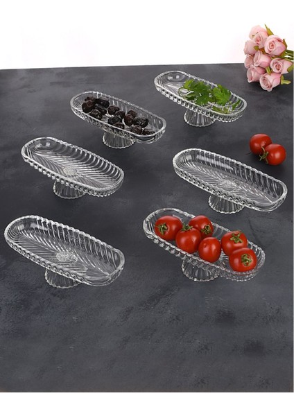 6'lı Cam Ayaklı Lüx Sunumluk Seti, Çerezlik ve Kahvaltılık Için Şık Tasarım indirimleri