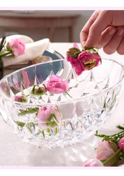 Şeffaf Kristal Oval Kase, Zarif Gondol Tasarımı, 1500CC, Bej Renk, Şıklık ve Fonksiyonellik fırsatları