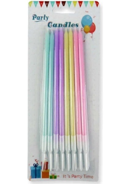Karışık Renk Pastel Makaron Mum, 19 Cm, Şık ve Zarif Dekoratif Mum