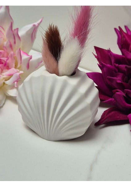 Istiridye Şamdan Mumluk, Dekoratif Kuru Çiçekli Mini Vazo, Kahverengi fırsatları