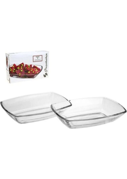 Turuncu Cam Sunum Tabağı, 8'li Kahvaltılık ve Çerezlik Set