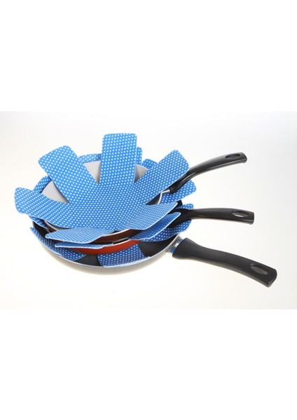 Üçlü Tava Koruyucu Seti, 9 Adet Beyaz, Pratik ve Güvenli Koruma Ürünü