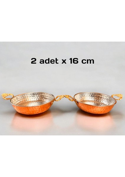 Kahverengi 16 cm Bakır Menemen Tava Seti, Dayanıklı ve Şık Mutfak Gereci.