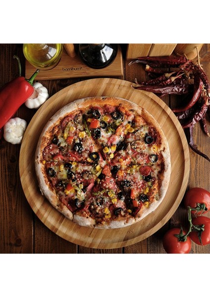 Bambu Lily Dönen Servis Tabağı 33CM, Şık ve Kullanışlı Büyük Servis Tabağı